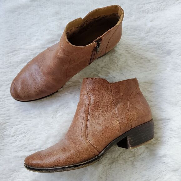 Lucky Brand Breck Brown Leather Ankle Boots Size 9 - Picture 1 of 6